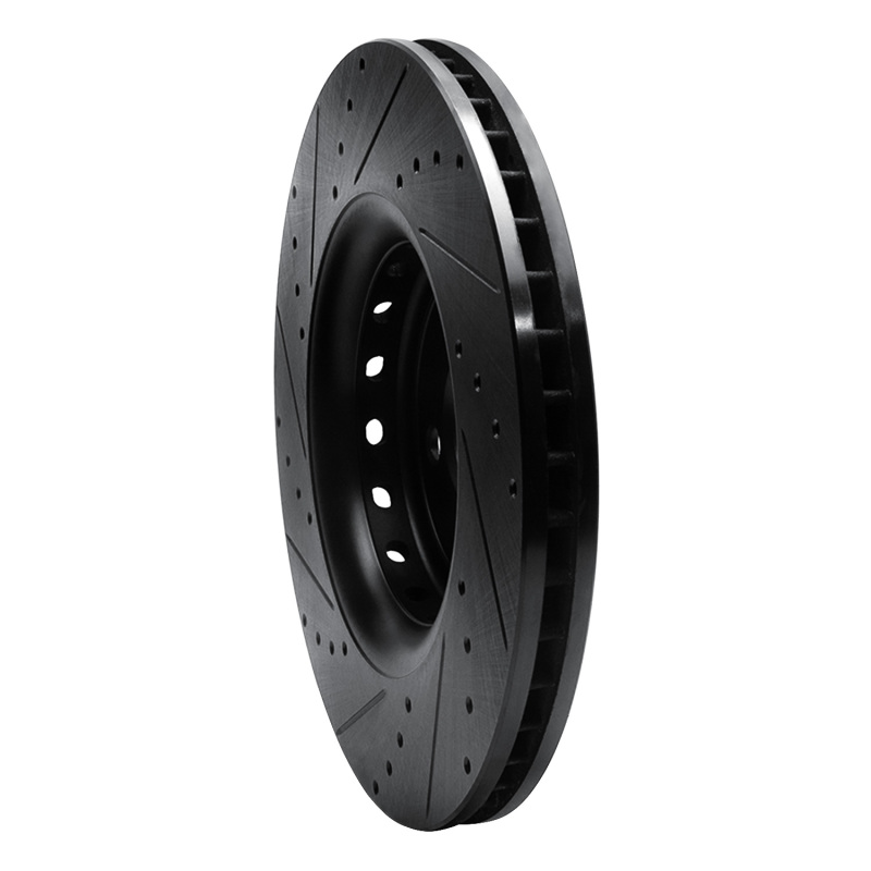 Dodge Charger Brake Rotor (1) - Front Right - R1 Concepts - Drilled & Slotted - Black - `14-`23